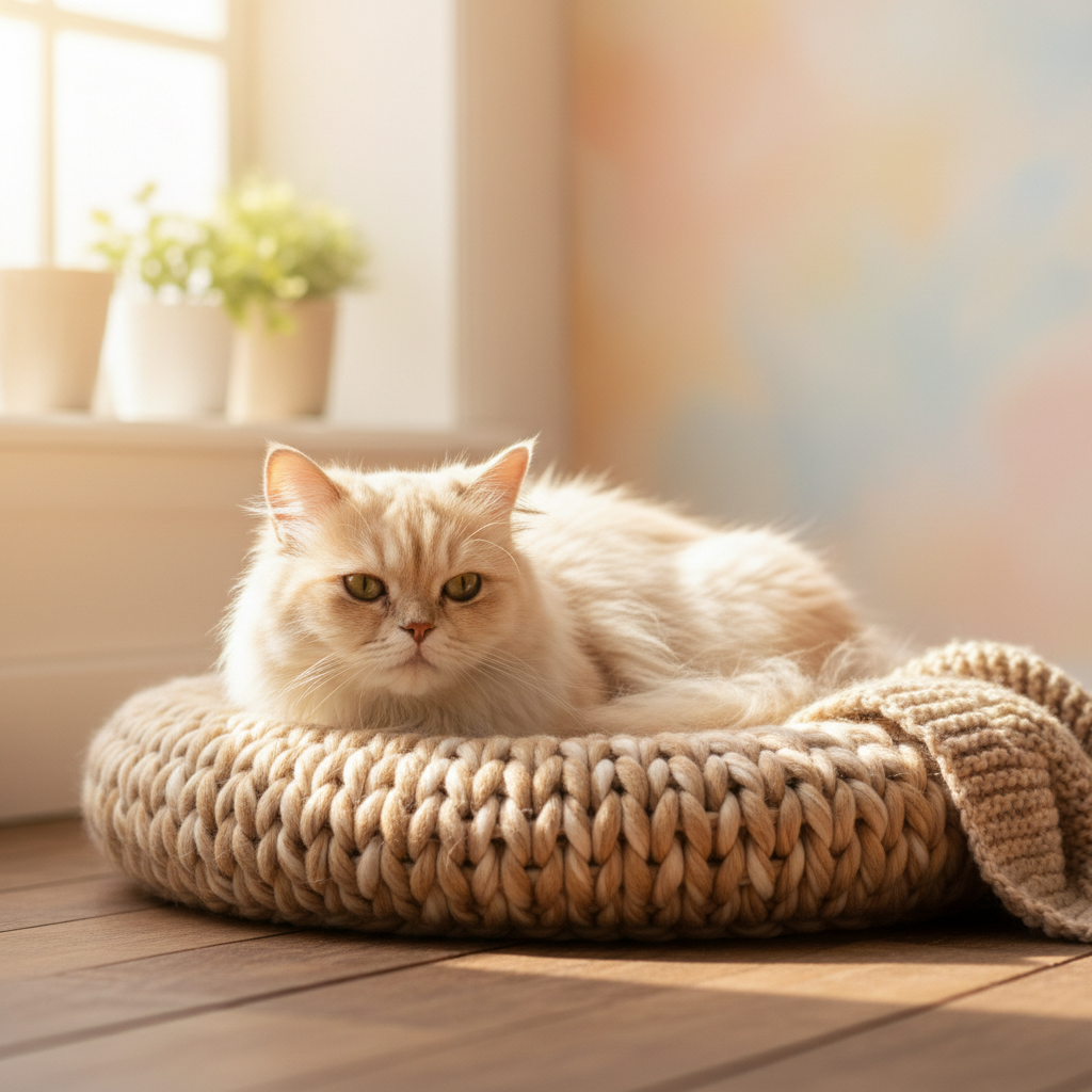 Уютный кот спит в корзинке